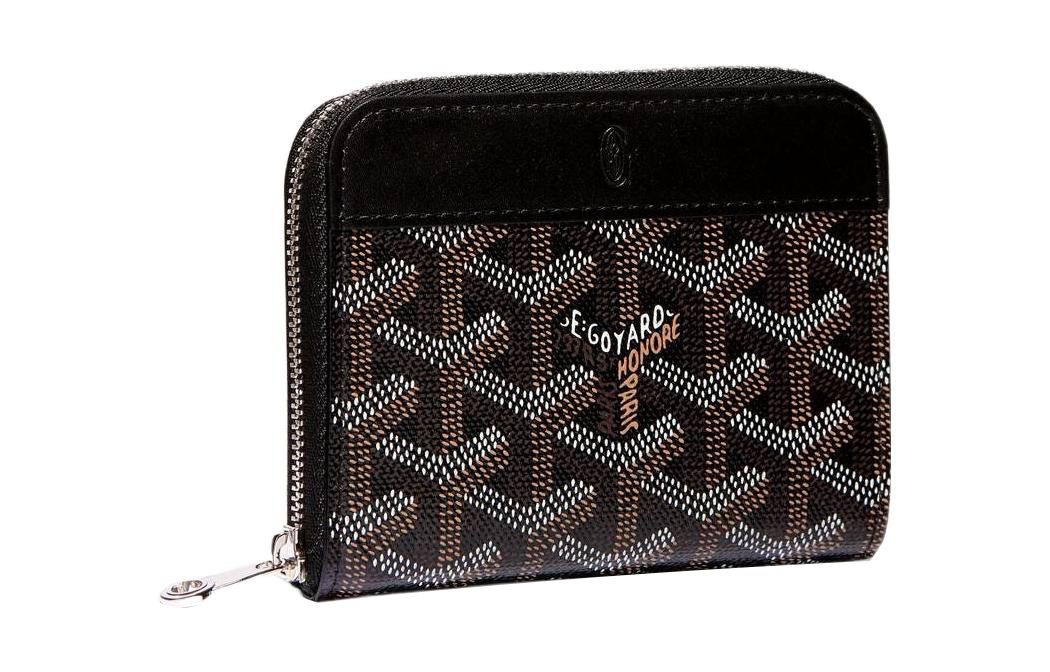 GOYARD MATIGNON Canvas With Leather Wallet Small Size Unisex Black