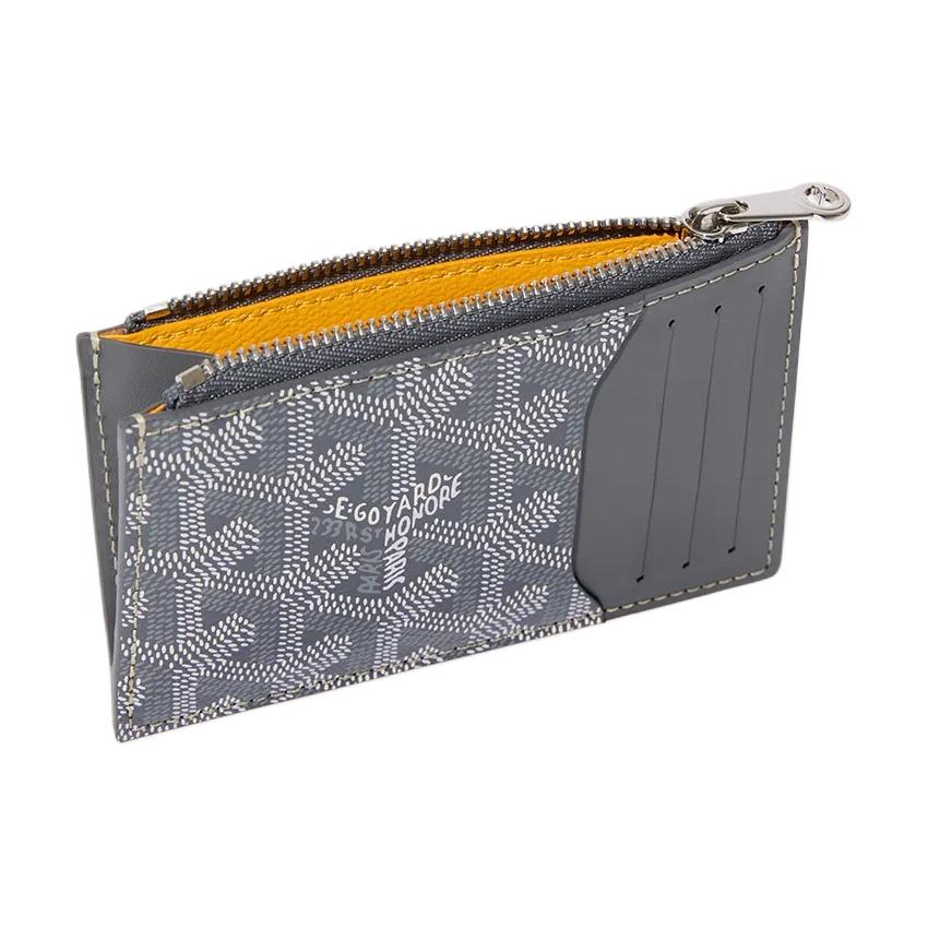 GOYARD Canvas With Calfskin Card Holder Unisex Gray