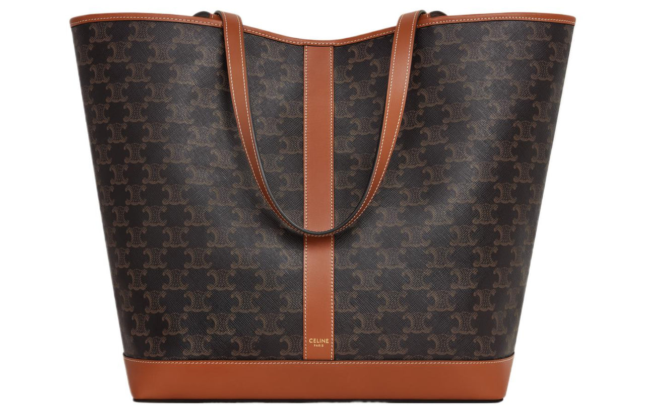 CELINE Cabas Cow Leather Tote Bag, Shopping Bag, Handbag Medium Size Women's Tawny