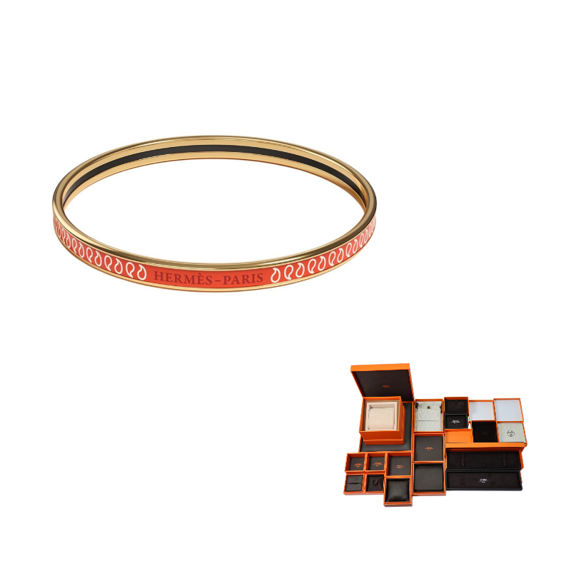 HERMES Gold-Plated Bangles Unisex Red