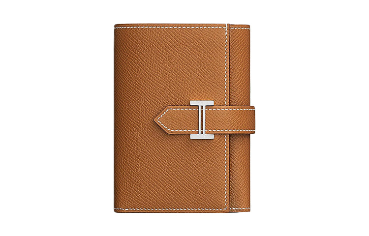 HERMES Bearn Epsom Calfskin Wallet Women's 37 Gold Brown