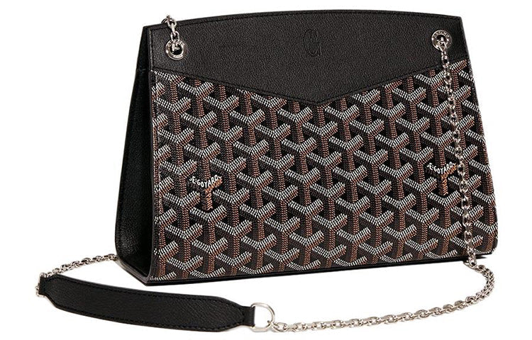 GOYARD Rouette Canvas With Leather Totes Chain Bag Shoulder Bag Women's Black
