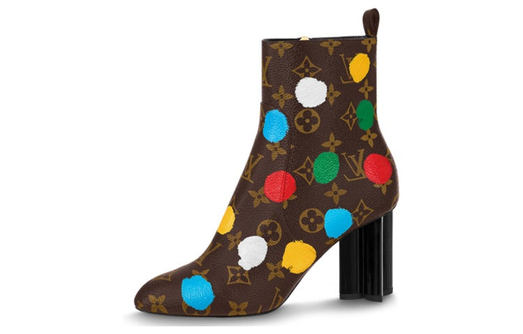 Yayoi Kusama x LOUIS VUITTON Silhouette Ankle Boots 8cm Women's Brown