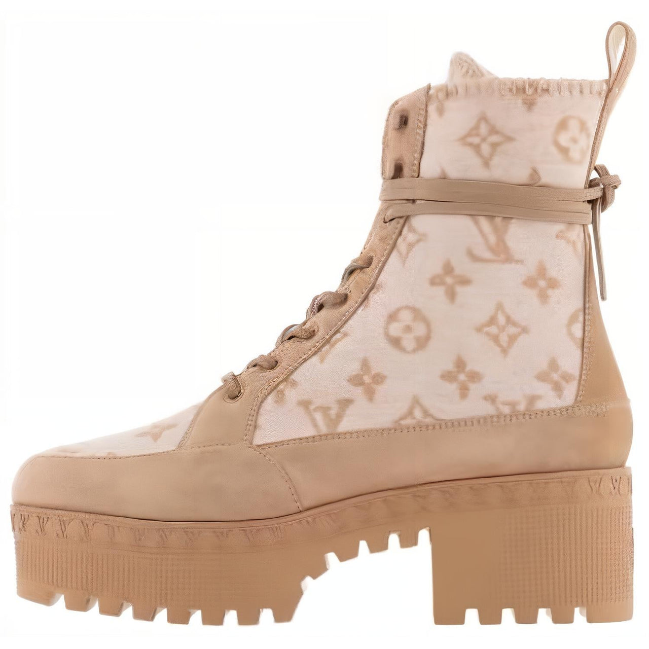 LOUIS VUITTON Laureate Ankle Boots Women's Beige