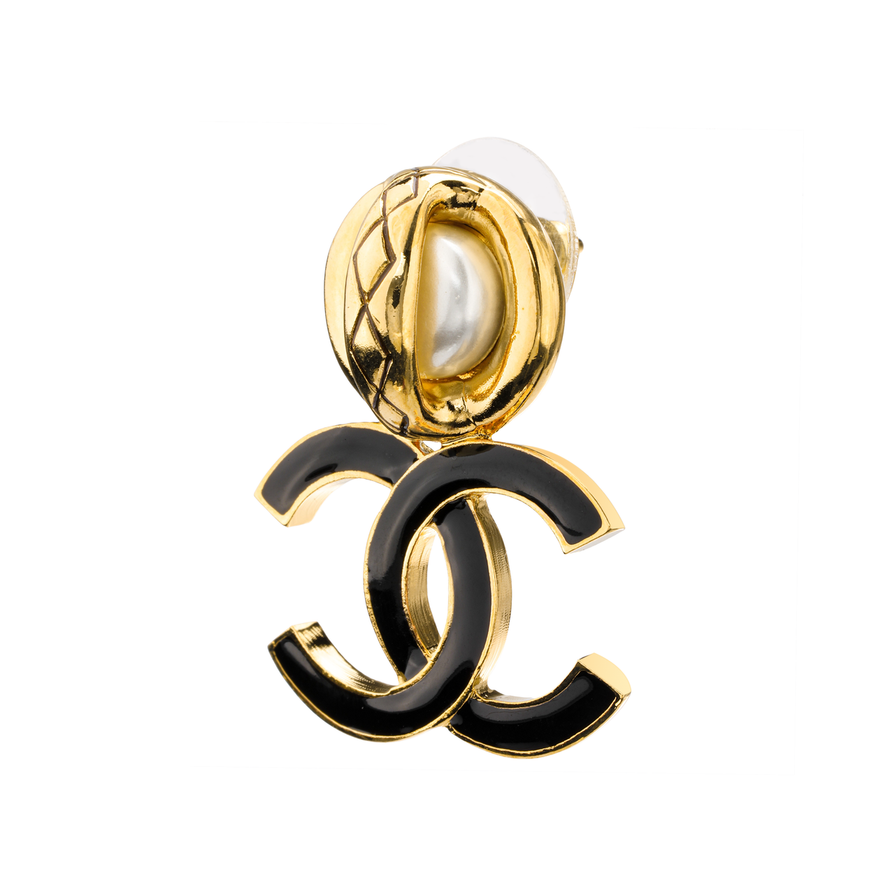 CHANEL Earrings Women's Black/Gold