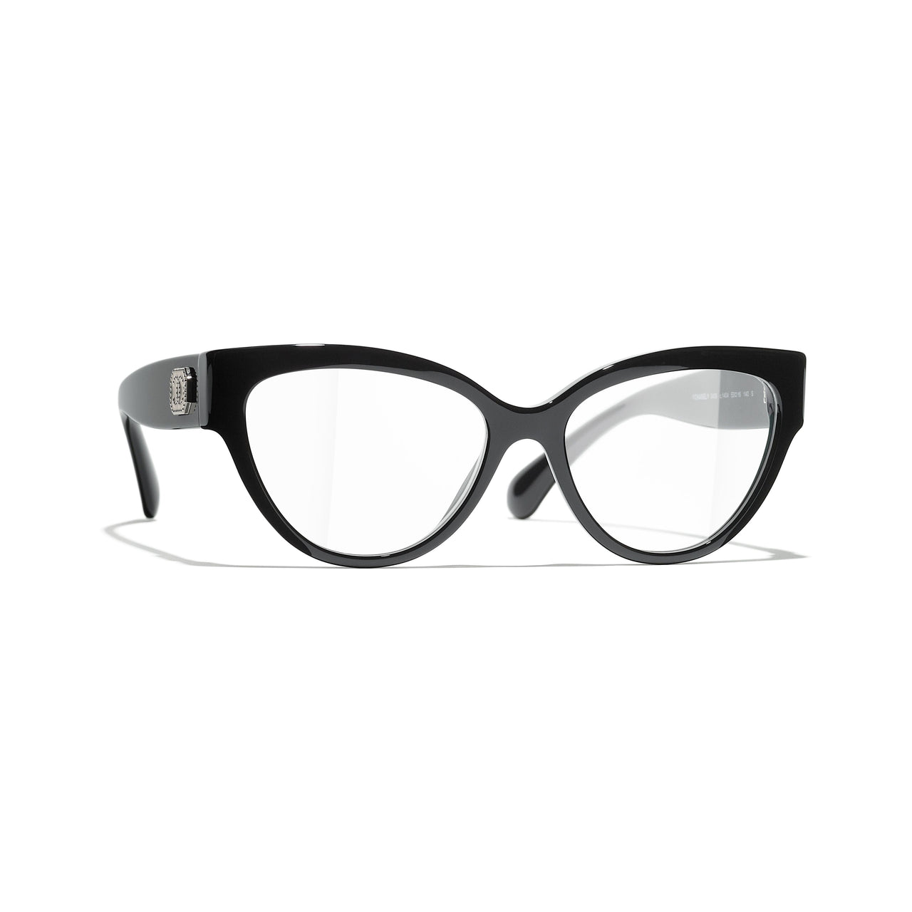 CHANEL Acetate Cat Eye Eyeglass Frames Women's Black