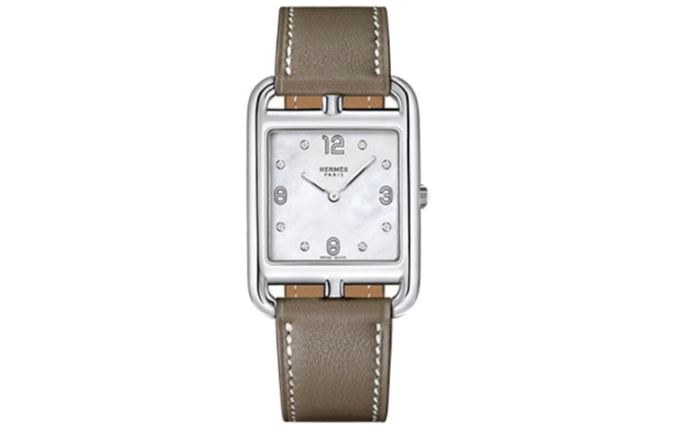 HERMES Wrist Watch Quartz Movement Leather Watch Bands 29mm Silver Dial Women's Watch