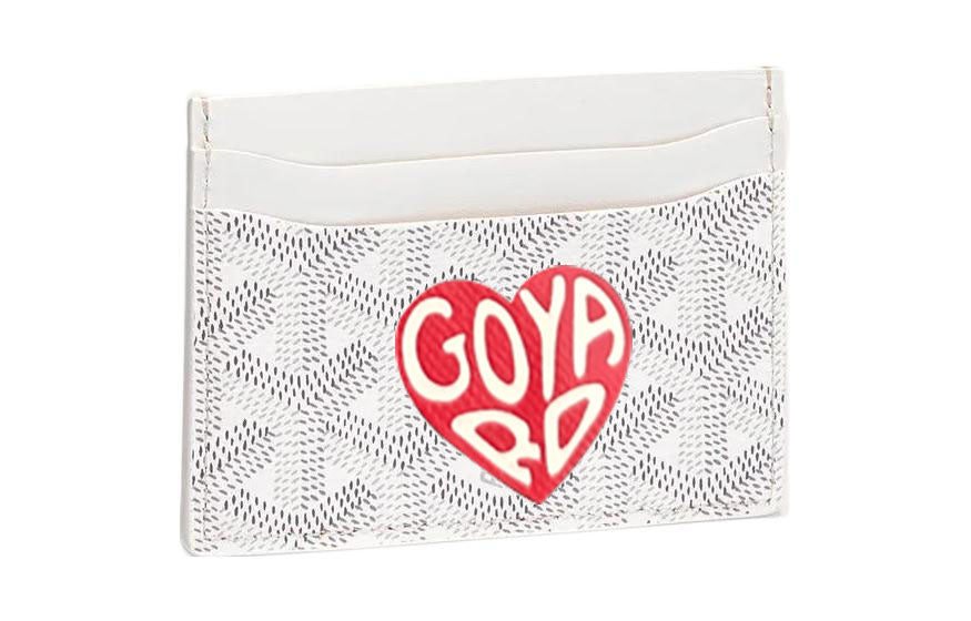 GOYARD Saint Sulpice Canvas With Leather Card Holder Card Holder Unisex White & Red Small Heart