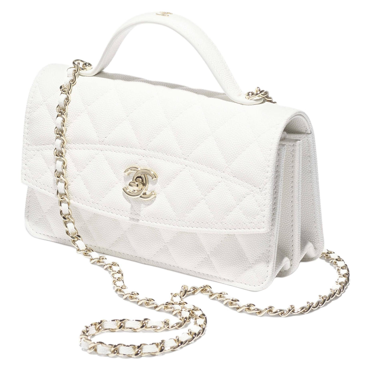 CHANEL Calfskin Shoulder Bag, Crossbody Bag, Handbag Women's White