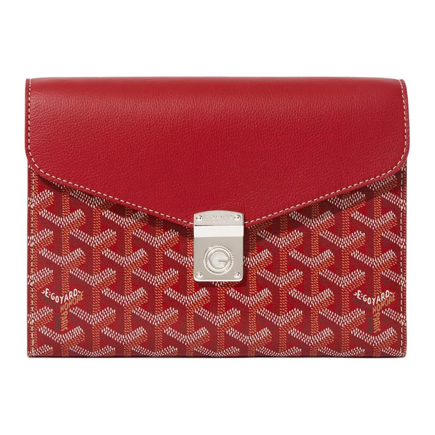 GOYARD Canvas With Calfskin Shoulder Bag Crossbody Bag Unisex Red