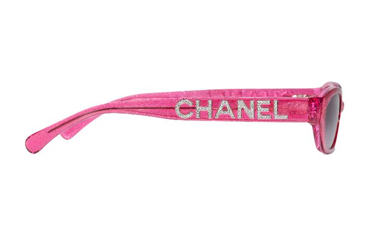 CHANEL Oval Sunglasses Women's Red