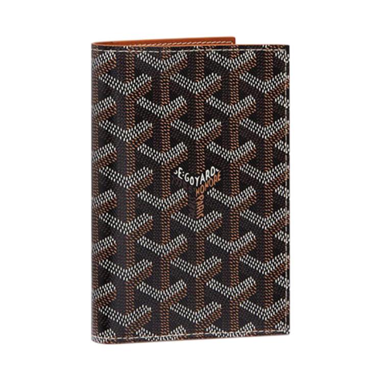 GOYARD Grenelle Canvas With Leather Card Holder Passport Holder Unisex Black/Brown