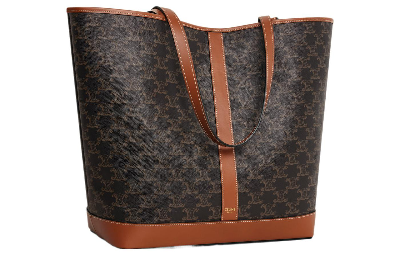 CELINE Cabas Cow Leather Tote Bag, Shopping Bag, Handbag Medium Size Women's Tawny