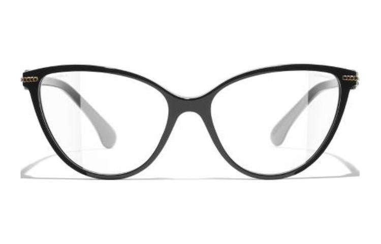 CHANEL Acetate Cat Eye Eyeglass Frames Women's Black