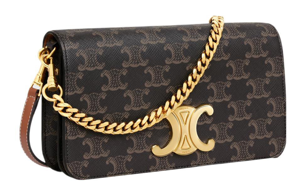 CELINE Cow Leather Mini Bag Shoulder Bag Crossbody Bag Regular Women's Tawny