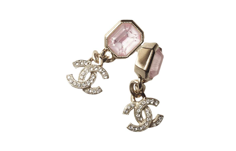 CHANEL Earrings Women's Gold/Pink