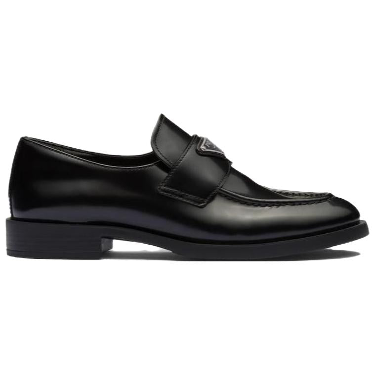 PRADA Triangle-logo Leather Loafers
