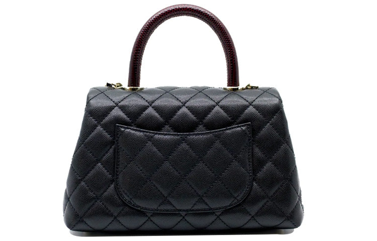 CHANEL COCO Handle Cow Leather Shoulder Bag Crossbody Bag Handbag Small Size Women's Black