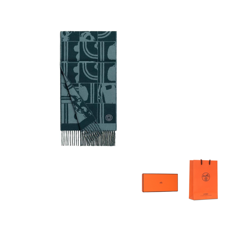 HERMES Cashmere Knit Scarves Men's