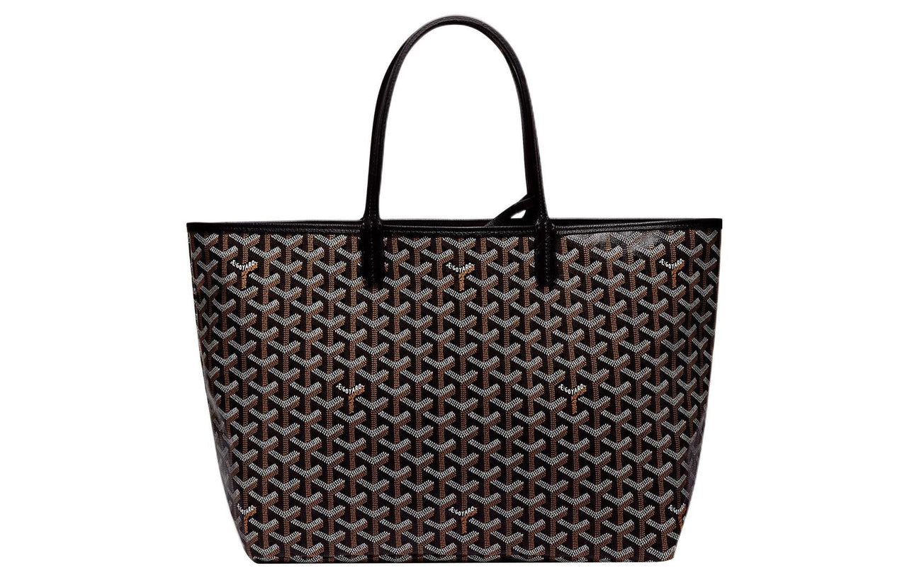 GOYARD Saint Louis Canvas With Calfskin Tote Bag Shopping Bag Handbag Shoulder Bag Small Size Unisex Black
