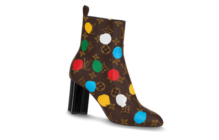 Yayoi Kusama x LOUIS VUITTON Silhouette Ankle Boots 8cm Women's Brown