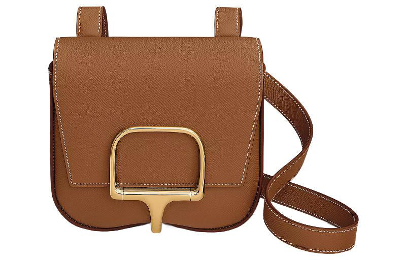 HERMES Della Epsom Calfskin Shoulder Bag Crossbody Bag Mini Women's 37 Gold Gold