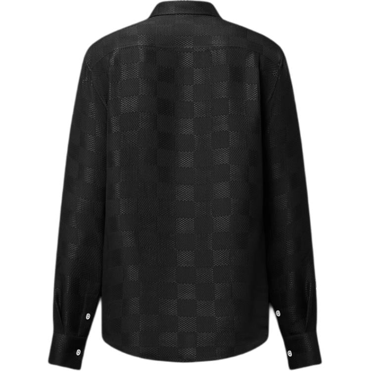 LOUIS VUITTON 1AHCGA Jacquard Damier Long-Sleeved Silk Shirt