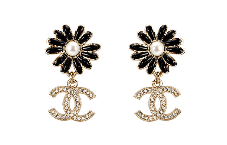 CHANEL Earrings Women's Gold/Black
