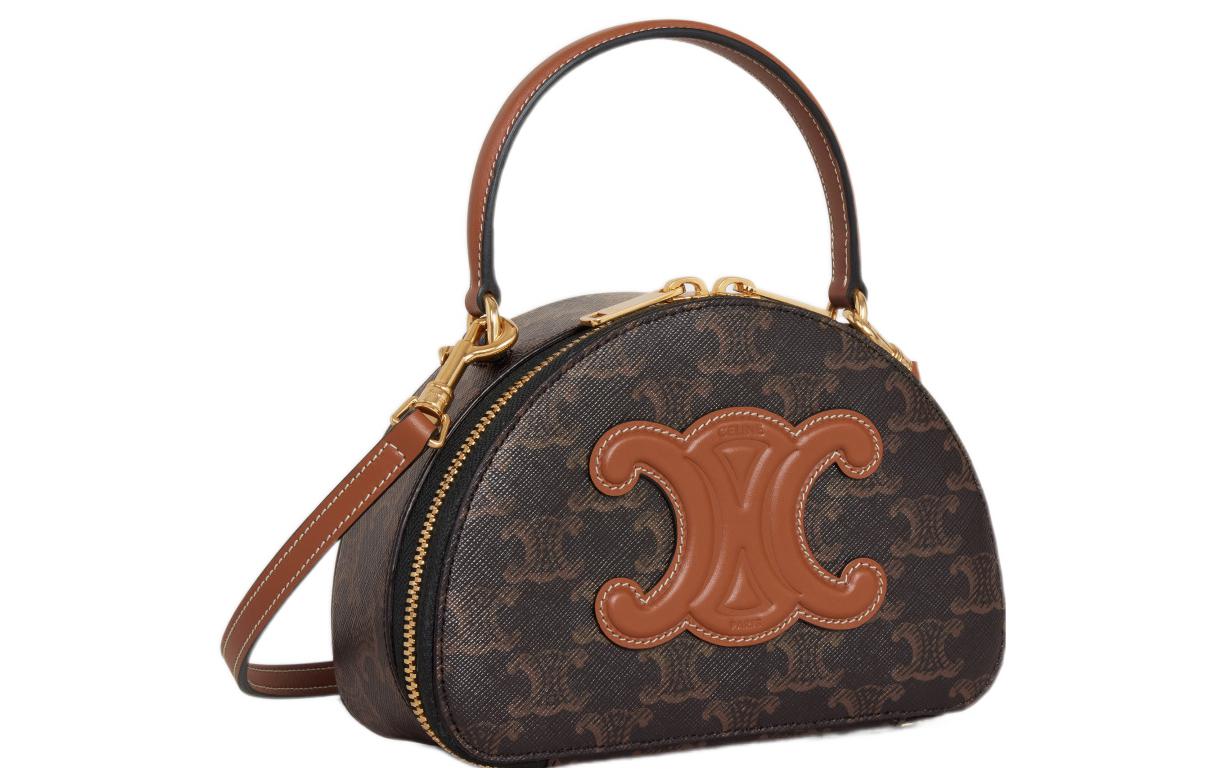 CELINE Cow Leather Crescent Bag Shoulder Bag Crossbody Bag Handbag Regular Women's Tawny