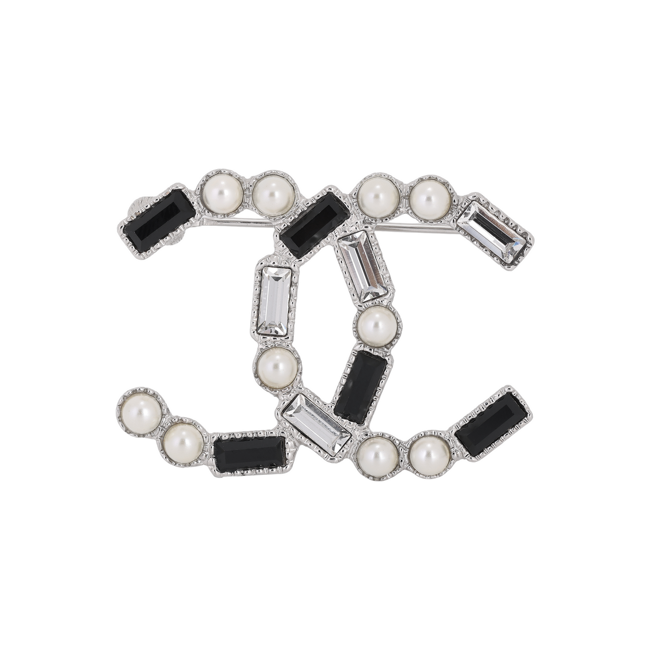 CHANEL Metal Brooches Unisex Black