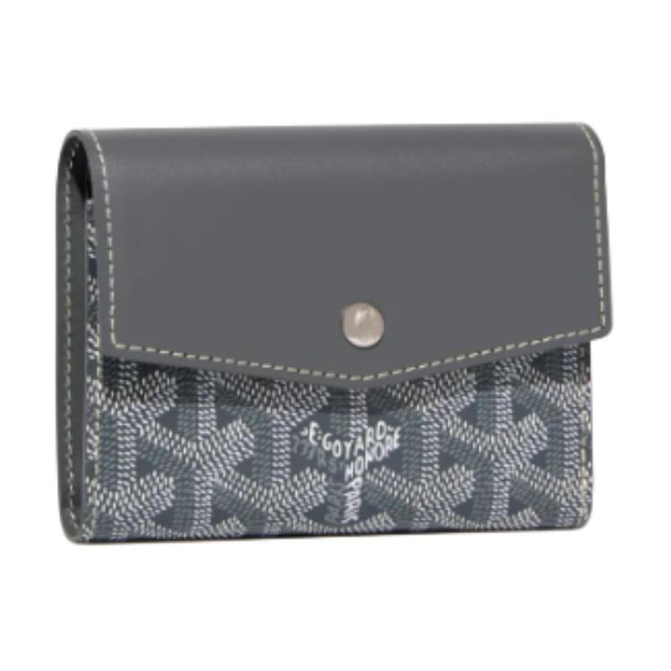 GOYARD Canvas With Calfskin Wallet Unisex Gray