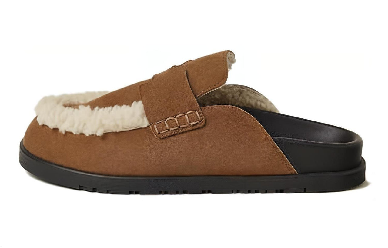 HERMES Rubber Sole Wrap-toe Slippers Women's Brown