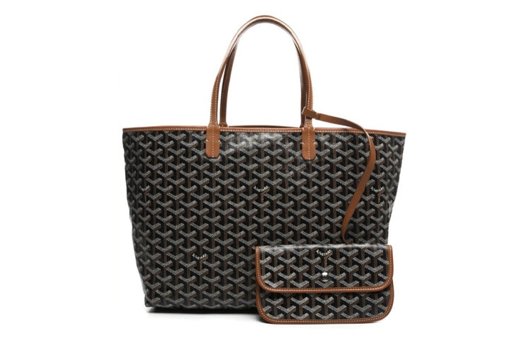 GOYARD Canvas With Calfskin Combo Bag Tote Bag Shopping Bag Shoulder Bag Handbag Small Size Women's Black Brown