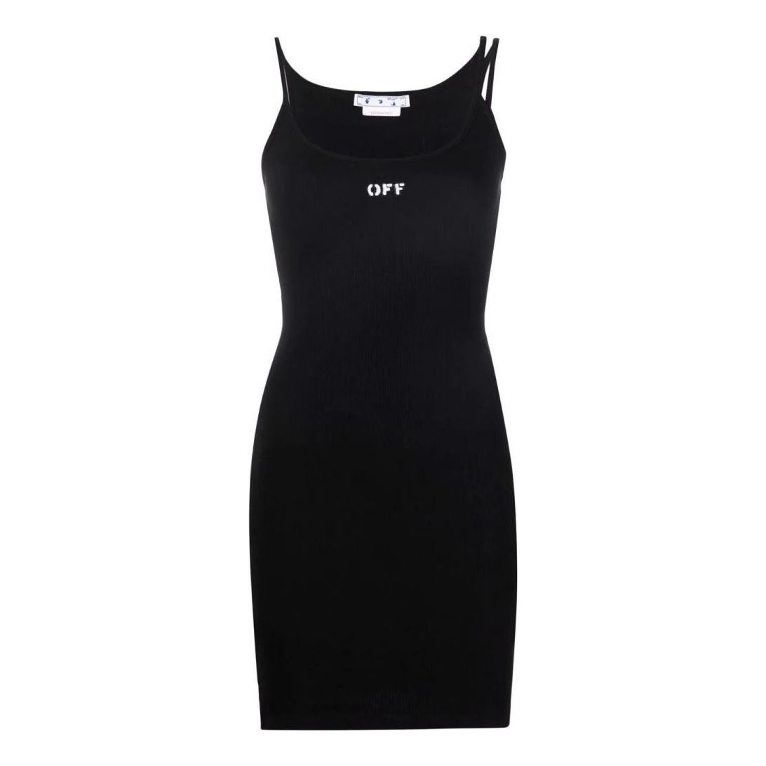 (WMNS) Off-White Off-Stamp Ribbed Dress 'Black' OWDB304C99JER0011001
