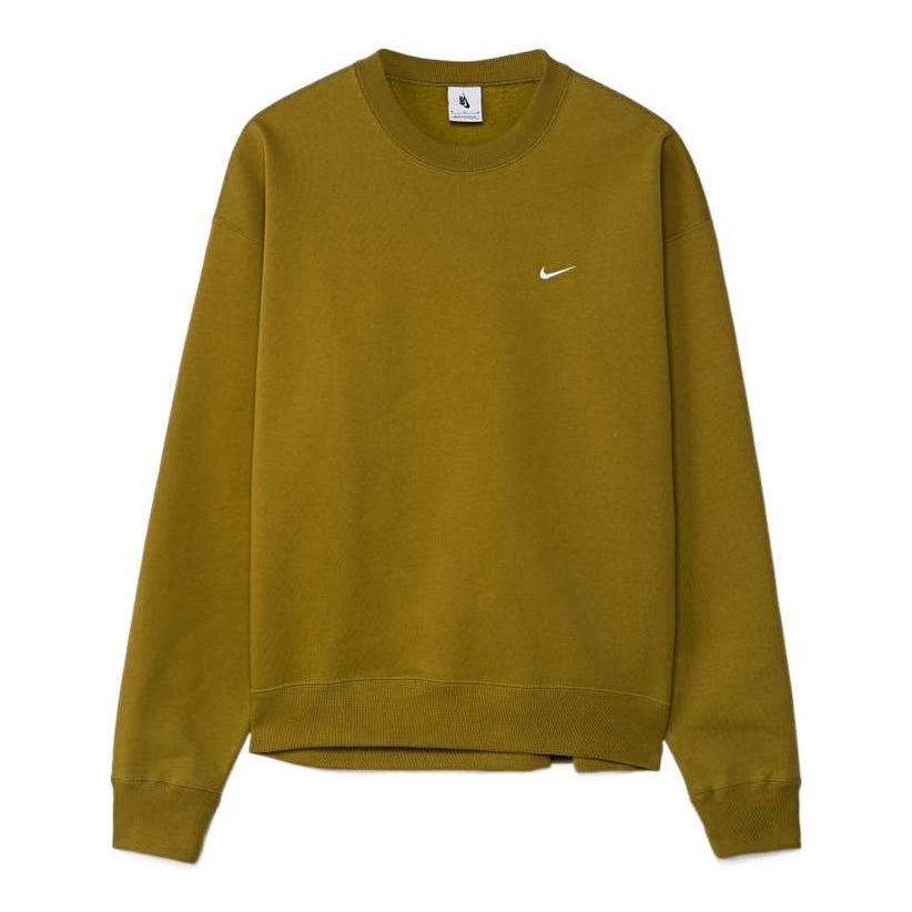 Nike Solo Swoosh Fleece Solid Color Logo Embroidered Long Sleeves Mustard Yellow CV0554-318