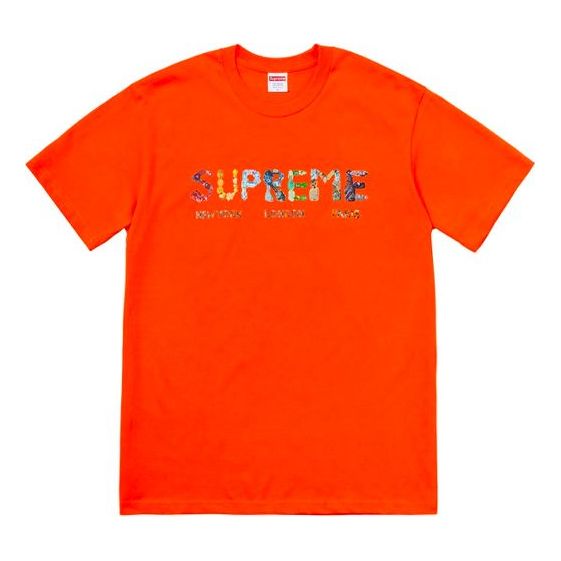 Supreme SS18 Rocks Tee Orange Alphabet Logo Short Sleeve Unisex SUP-SS18-481