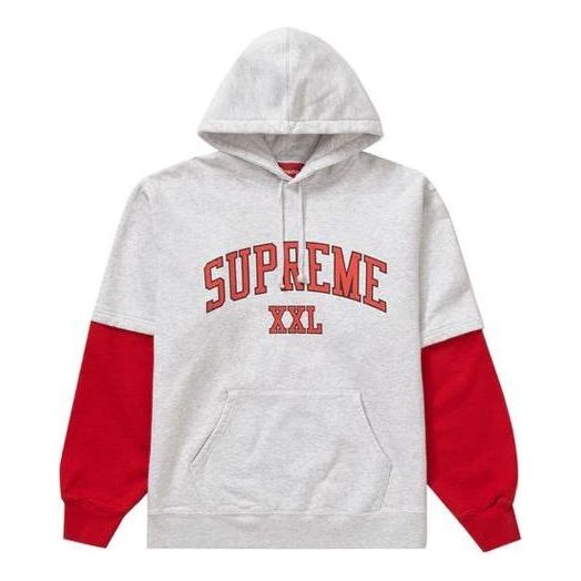 Supreme XXL Hooded Sweatshirt 'Grey Red' SUP-SS20-361