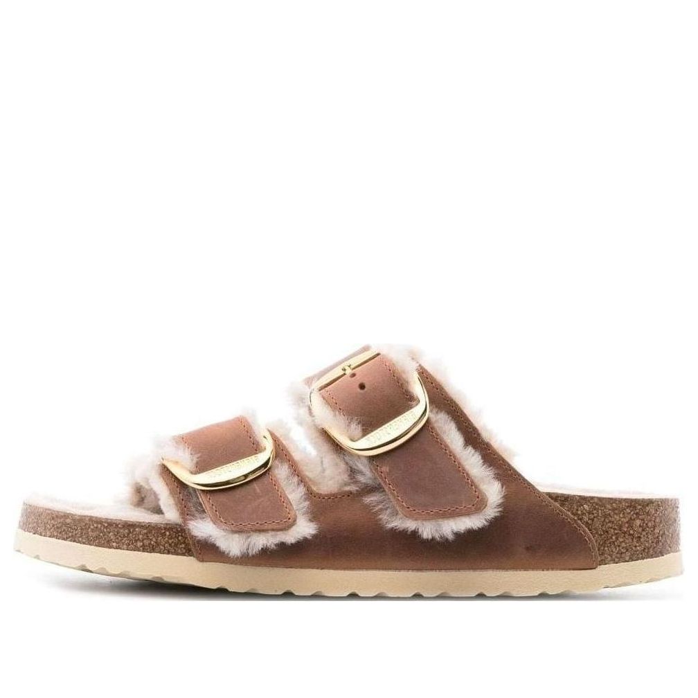 (WMNS) Birkenstock Arizona Big Buckle Shearling Oiled Leather Narrow Fit 'Cognac' 1025441