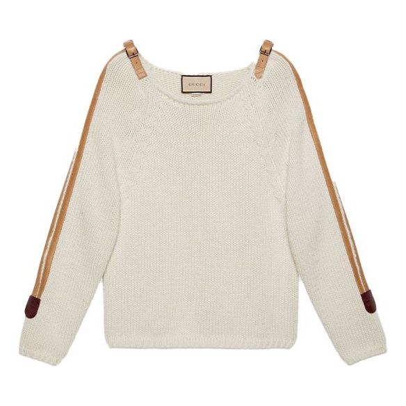 Gucci Wool Knit Jumper With Leather Detail 'Beige' 683716-XKB4H-9791