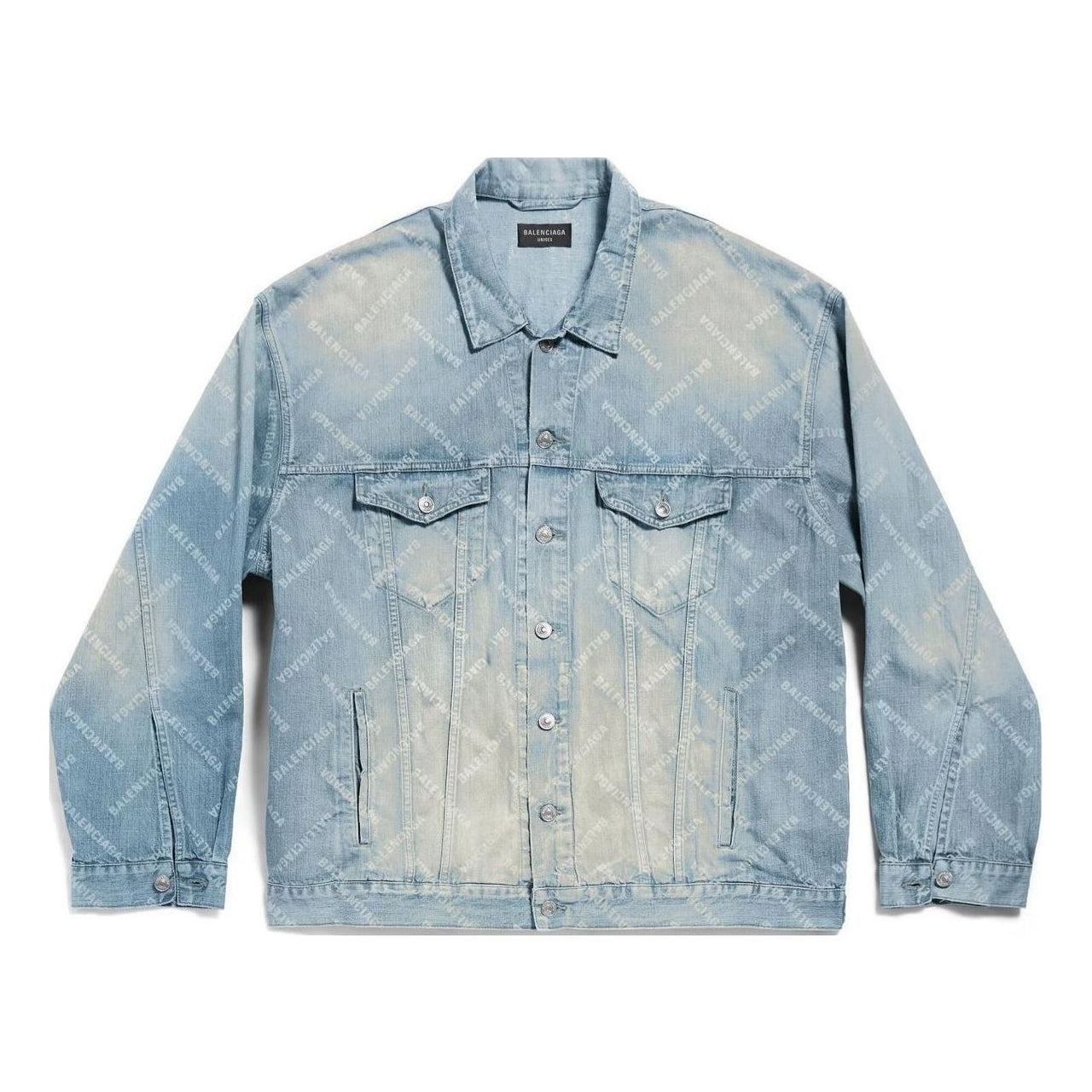 (WMNS) Balenciaga Bal Diagonal Allover Oversized Jacket 'Light Blue Japanese Ring Denim' 773616TPW534868