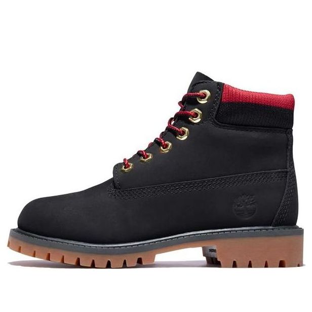 (GS) Timberland 6 Inch Premium Waterproof Boots 'Black Red' A2FNV001