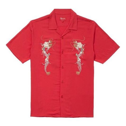 Supreme FW18 Dragon Rayon T-Shirt 'Red' SUP-FW18-725