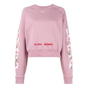 (WMNS) Off-White C O Virgil Abloh FW Cherry Blossom Crop Cotton Sweatshirt OWBA026E170030502788