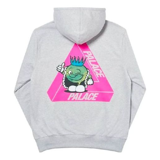 PALACE Cartoon Printing hooded Logo Pullover Unisex Gray P18HD055