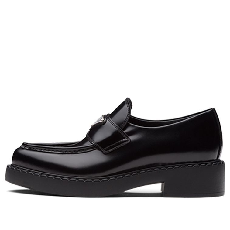 (WMNS) PRADA Brushed Leather Pointy Monolith Loafers 'Black' 1D673M_050_F0002