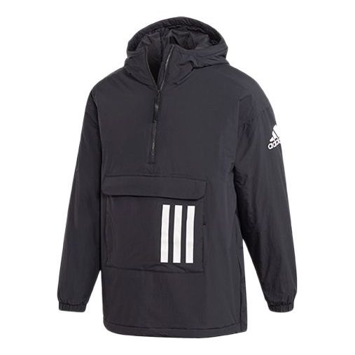 adidas Casual Sports warm hooded padded Jacket Black DZ1437