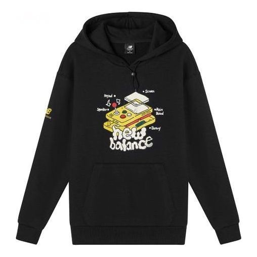 New Balance Graphic Print Hoodie 'Black White' AMT11336-BK