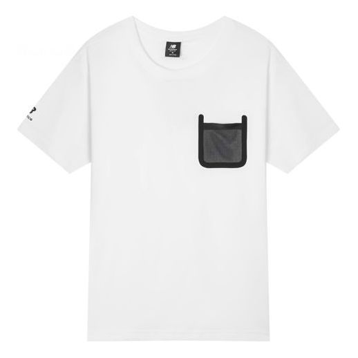 New Balance Men's New Balance Contrasting Colors Pocket Round Neck Pullover Short Sleeve White T-Shirt AMT12395-WT