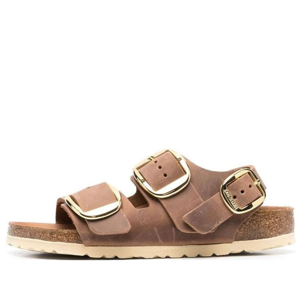 (WMNS) Birkenstock Milano Big Buckle Natural Leather Oiled Narrow Fit Sandals 'Cognac' 1024067