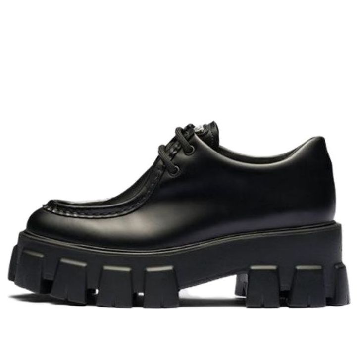 (WMNS) PRADA Monolith Brushed Leather Lace-up Shoes 'Black' 1E254N_B4L_F0002_F_B055